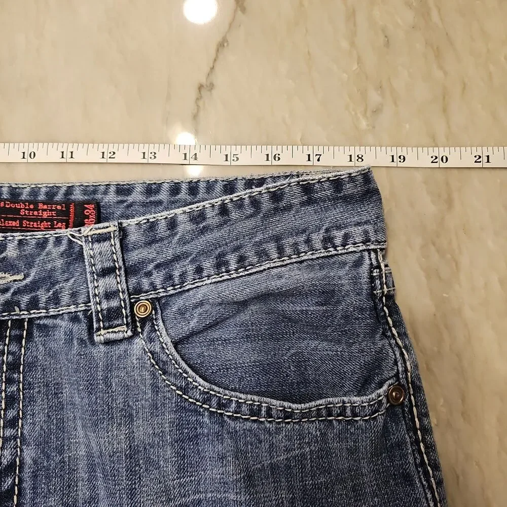 Rock And Roll Cowboy Jeans Men 36x34 Blue Denim Double Barrel Straight Relaxed
